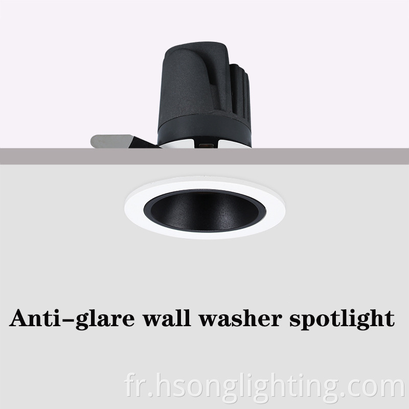2022 Hsong Wall Washer Light Anti-Chare Wash Wall Intérieur Light 7W 12W Plafond Downlight Adjudable Downlight